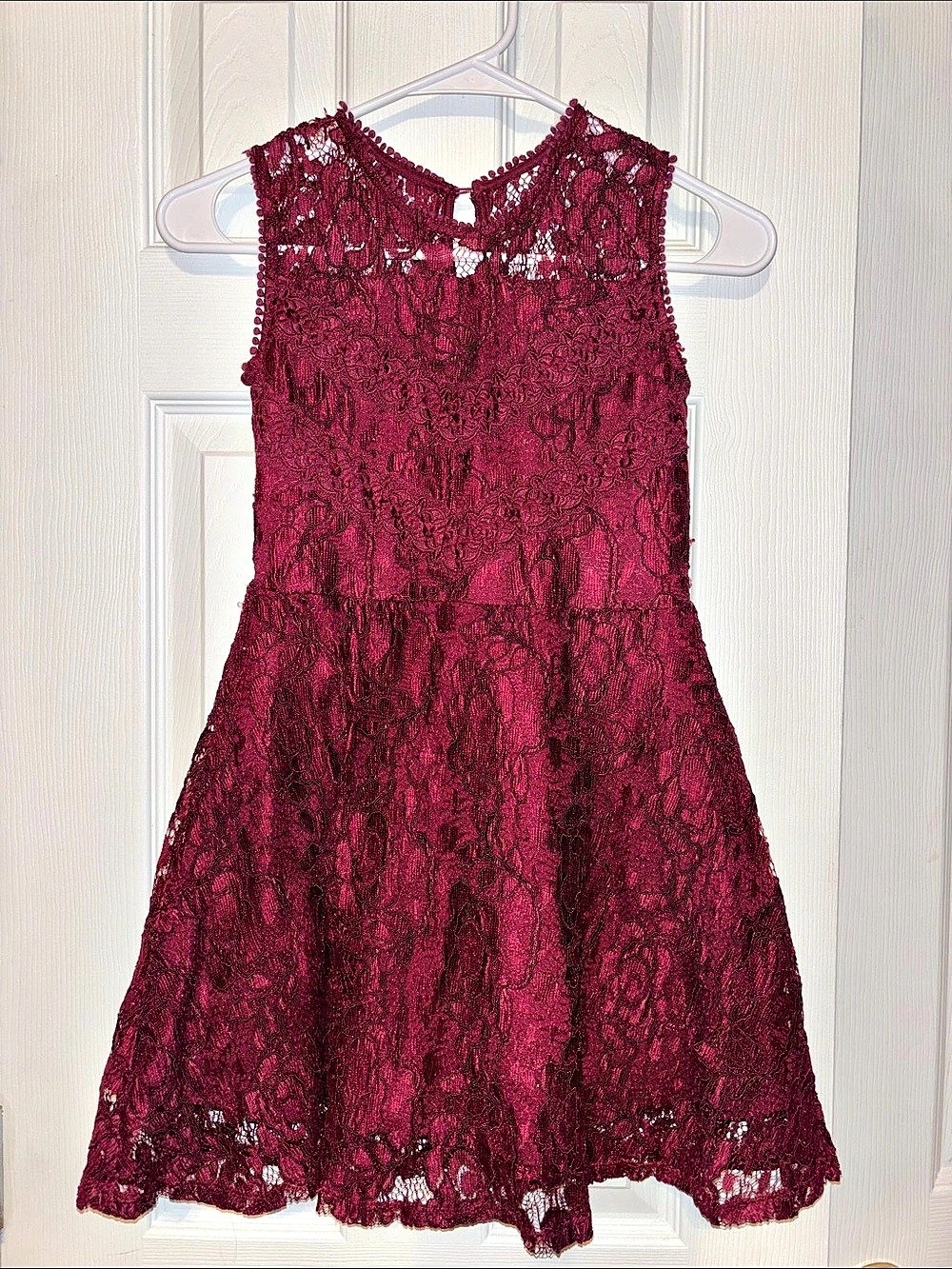 Knit Works Burgundy Lace Skater Dress Size 12 Like New
